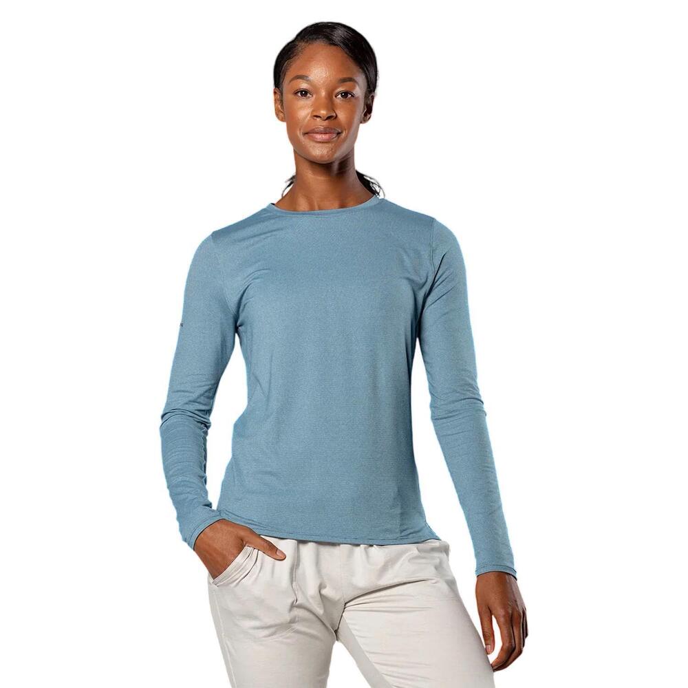 NEW NATHAN SPORTS women's dash long sleeve tee in sailor blue stripe